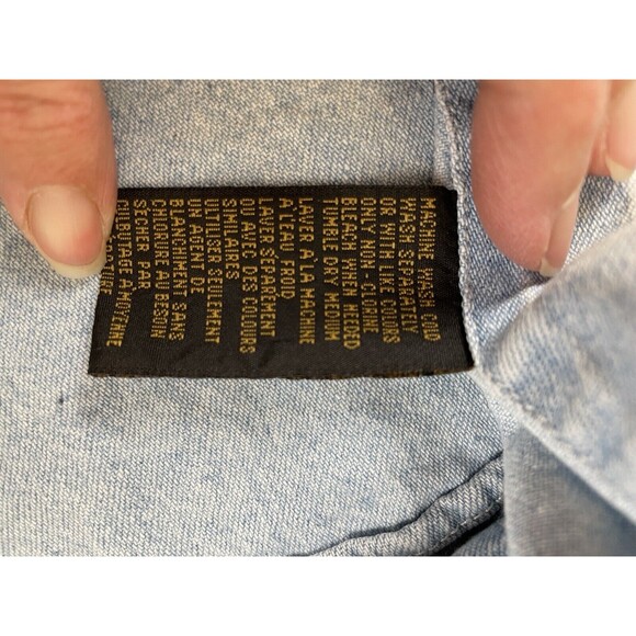 Harley Davidson Embroidered Logo Long Sleeve Button Up Denim Shirt Blue Mens S - Picture 9 of 10